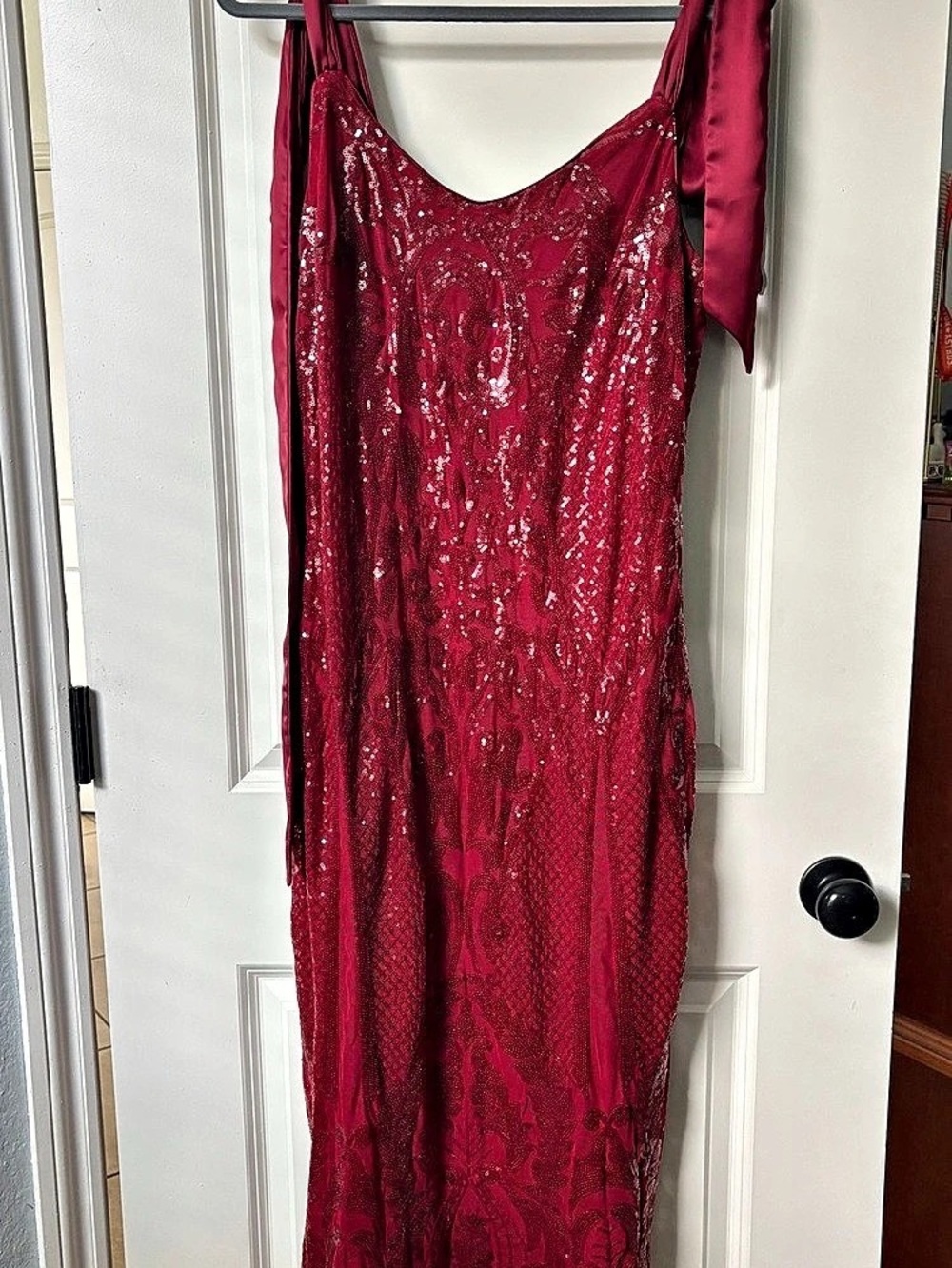 ELOQUII Sequin Lace Maxi Dress in Red Size 14